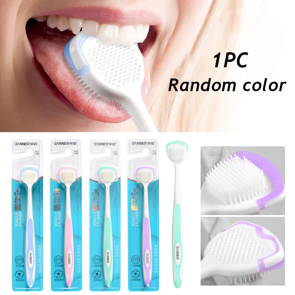 Soft Silicone Double-Sided Tongue Cleaner for Adults – Reusable Oral Hygiene Scraper Brush