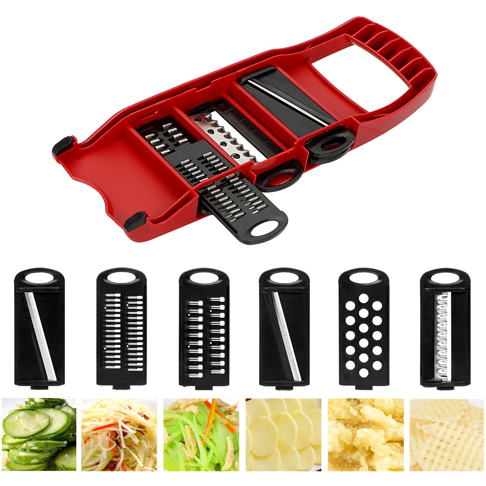 6-Blade Multi-Function Vegetable Mandoline Slicer and Grater - Versatile Fruit Cutter and Kitchen Gadget Tool Set