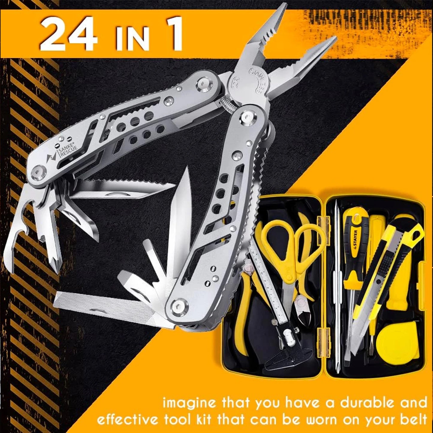 24-in-1 Multifunctional Universal Diagonal Pliers - Professional Electrician Wire Cutters, Durable Anti-Slip Repair Tools