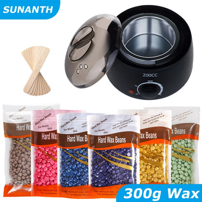 Hair Removal Waxing Kit: Wax Machine Heater and Beans Depilatory Epilator - Wax-melt Pot Paraffin Warmer Heating Machine