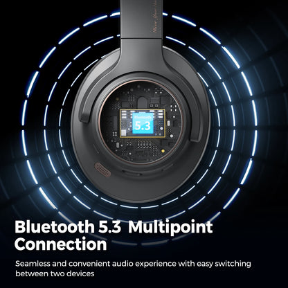 SoundPEATS Space Bluetooth 5.3 Headphones - Wireless Hybrid Active Noise Cancelling Headphones with 123H Playtime, Mic, and Multipoint Connection