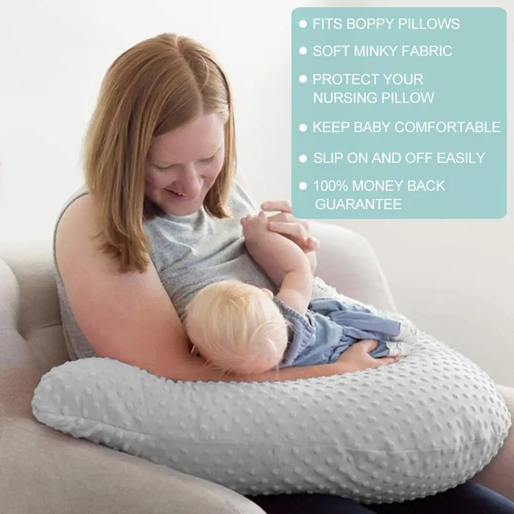 Ultra Soft Minky Baby Nursing Pillow Cover | Breastfeeding Pillow Slipcover | Snug Fit for Newborns