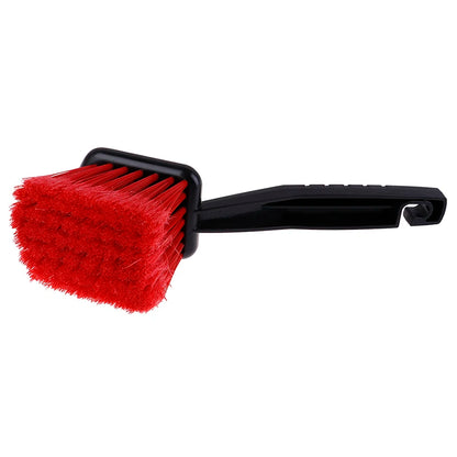 Car Wheel Brush Tire Cleaner: Red Bristle, Black Handle Washing Tool for Auto Detailing - Motorcycle Cleaning, Carclean Accessory