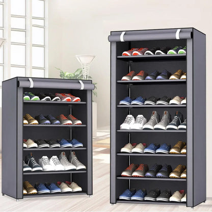 Dustproof Multilayer Shoe Storage Rack - Nonwoven Shoes Storage Cabinet - Space-Saving Shelf for Home and Hallway