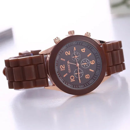 Famous Brand Geneva Ladies Fashion Watch - Unisex Silicone Quartz Wristwatch for Students, Stylish Relogio Feminino