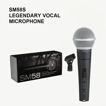 Professional Metal SM58 Cardioid Dynamic Microphone: Wired Mic for Stage Singing, Karaoke, Recording Vocals - Shure BBOX Compatible