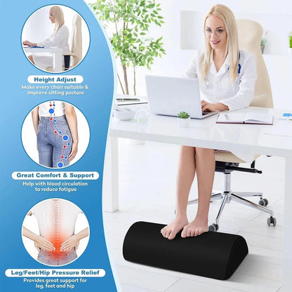 Ergonomic Under Desk Foot Rest – Memory Foam Foot Stool with Non-Slip Bead, Washable Design for Fatigue Relief