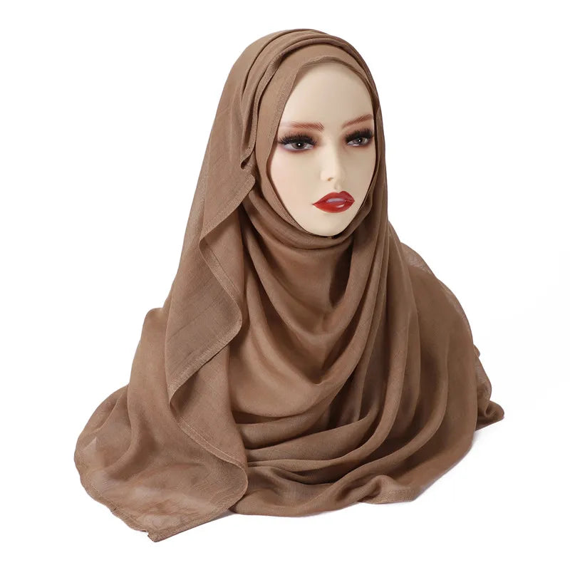 Premium Quality 180x95cm Cotton Rayon Hijab Scarf: Solid Color for Women - Stylish Musulman Headband & Islamic Turban - Big Size Wraps and Shawls