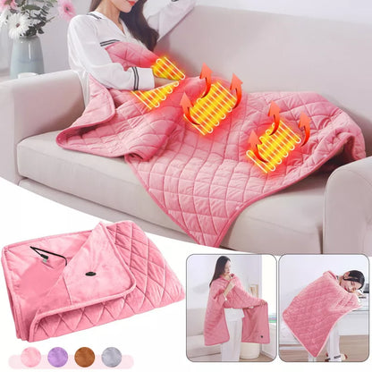 USB Electric Blanket - Power Bank Compatible, Winter Bed Warmer, Thick Body Heater for Office and Home Use