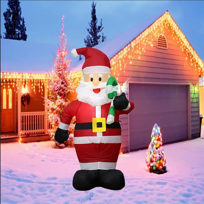 1.2M Santa Claus Christmas Inflatable Crutch - Outdoor Decoration with LED Lights, Garden Party Ornament