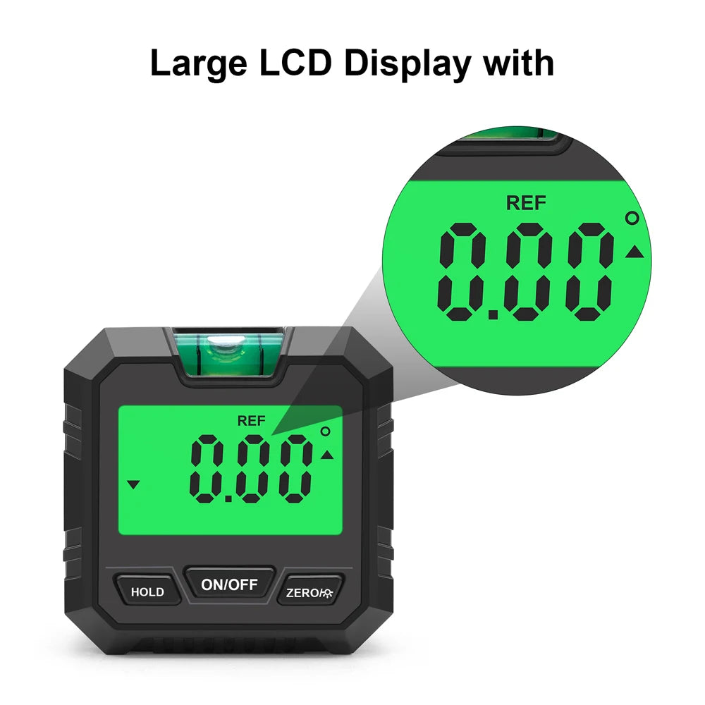 Mini Digital Angle Meter: Measuring Inclinometer with Magnetic Base - Absolute & Relative Measurement, Angle Slope Conversion