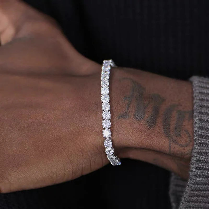 Hip-Hop Tennis Bracelet for Men - Iced Out 3/4/5mm Cubic Zirconia Crystal Chain, Streetwear Jewelry H086