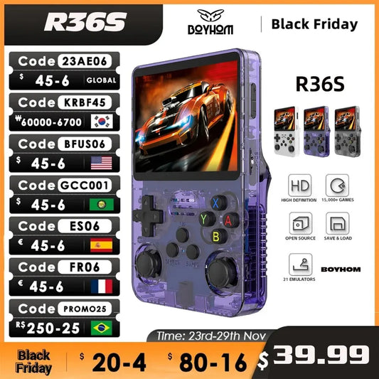 Open Source R36S Retro Handheld Video Game Console - Linux System - 3.5 Inch IPS Screen - Portable Pocket Video Player - 64GB Games - R35S