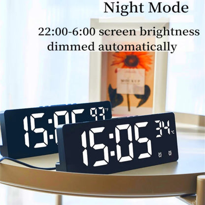 Voice Control Digital Alarm Clock - Temperature Display, Dual Alarm, Snooze - Desktop Table Clock with Night Mode - 12/24H LED Watch