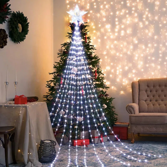 LED Star Waterfall Lights – Christmas String Lights for Tree Ornaments | Home Decor for Christmas 2024 and New Year 2025