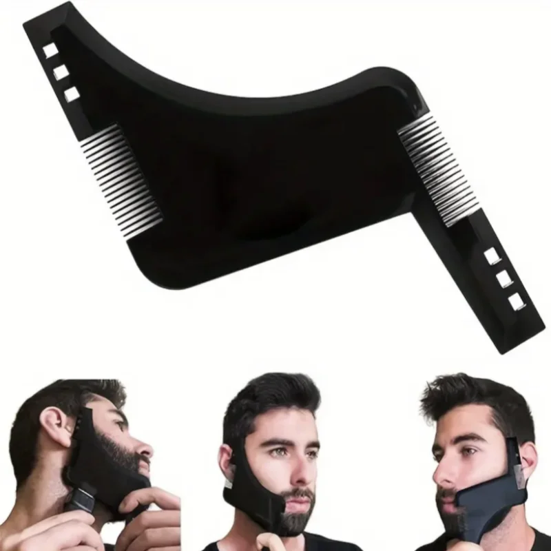 Beard Template Shaper and Sideburns Trimming Tool - Men's Beard Modeling Mold with Contour Comb for Perfect Lines