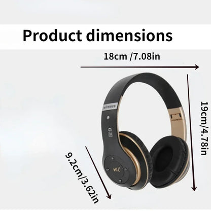 Wireless HiFi Stereo Over-Ear Headphones - Bluetooth Headset with Mic, TF Card Support, and Noise Cancellation for Cellphone and PC