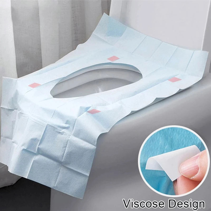 10PC Disposable Paper Toilet Seat Covers: Biodegradable Camping Bathroom Accessory - Travel Toilet Mat Protector Cushions