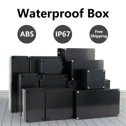 Black Box Outdoor Waterproof Case - Plastic Electronic Project Instrument Junction Box Housing, Weatherproof Protection