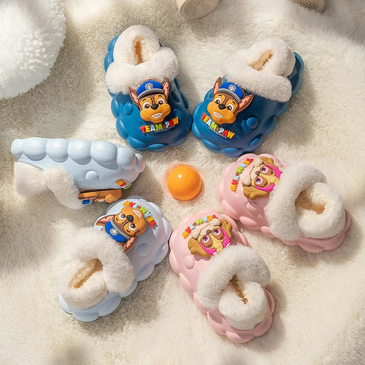 Children's Indoor Cotton Slippers - Cute Cartoon Plush Warm Shoes for Boys and Girls - Winter Home Footwear