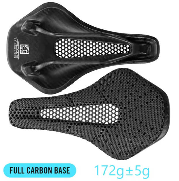 RYET Ultralight Carbon Fiber Bike Saddle | 3D Printed Hollow Design for Comfortable Breathable Cycling - MTB & Road Bicycle Seating Parts