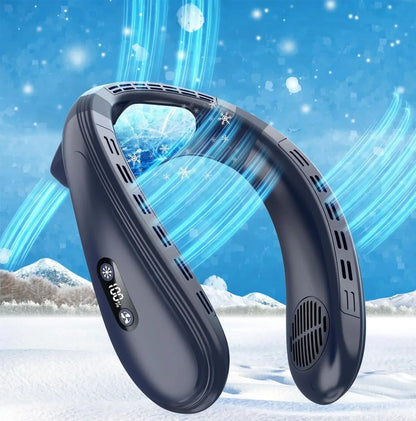 Portable Neck Air Conditioner & Bladeless Fan – Rechargeable Wearable Semiconductor Cooling Personal Fan