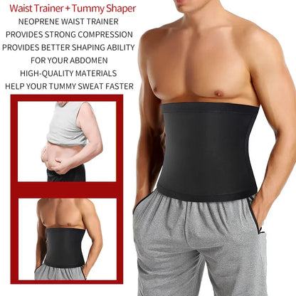 Men's Abdomen Reducer Sauna Body Shaper - Fitness Sweat Trimmer Belt, Waist Trainer Corset for Belly Slimming - Waist Shapewear