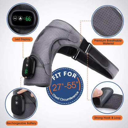 Electric Heating Therapy Shoulder Brace - Adjustable LED Heating Belt for Arthritis Joint Injury Relief - Shoulder Massage Support for Comfortable Therapy