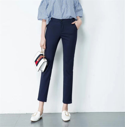 Slim High Waist Elastic Pencil Pants - Skinny Ankle-Length Trousers for Women up to 75kg, Casual Spring 2024 Office Wear