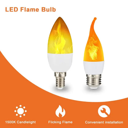 E14/E27 LED Flame Light Bulbs - 4 Modes Party LED Flame Effect Light Simulation for Garden Decor - Flickering Lamp