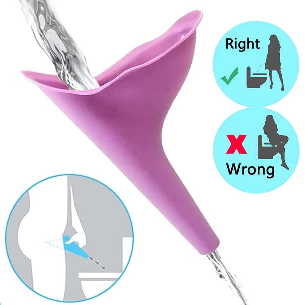 Portable Female Urinal - New Design for Outdoor Travel, Camping, and Emergencies - Soft Silicone Stand-Up Urination Device for Women