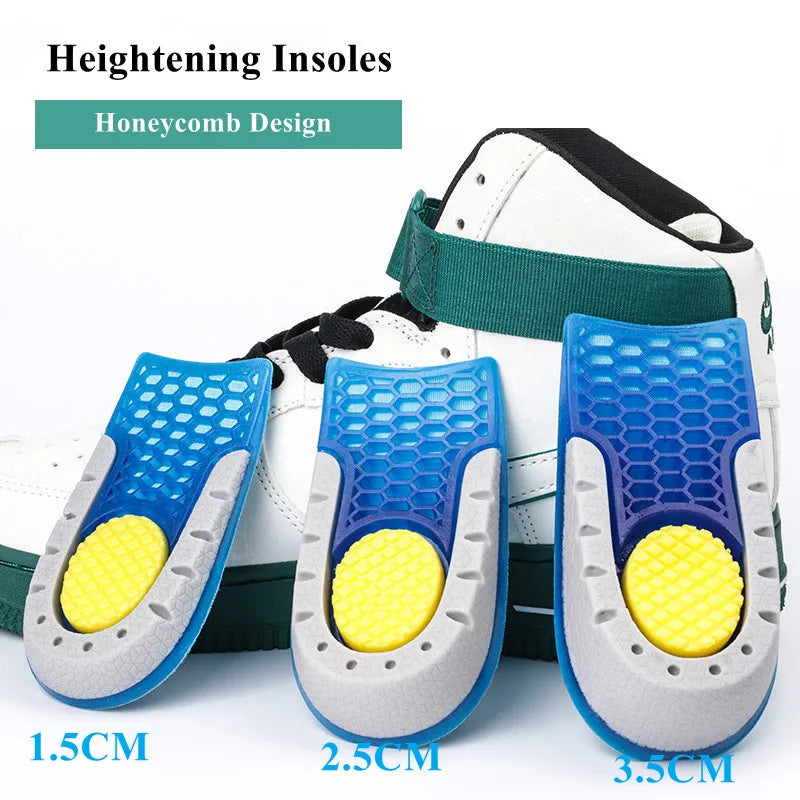 Silicone Height Increase Insoles: Half Cushion Soft Arch Support for Men & Women - Orthopedic Inner Height Templates