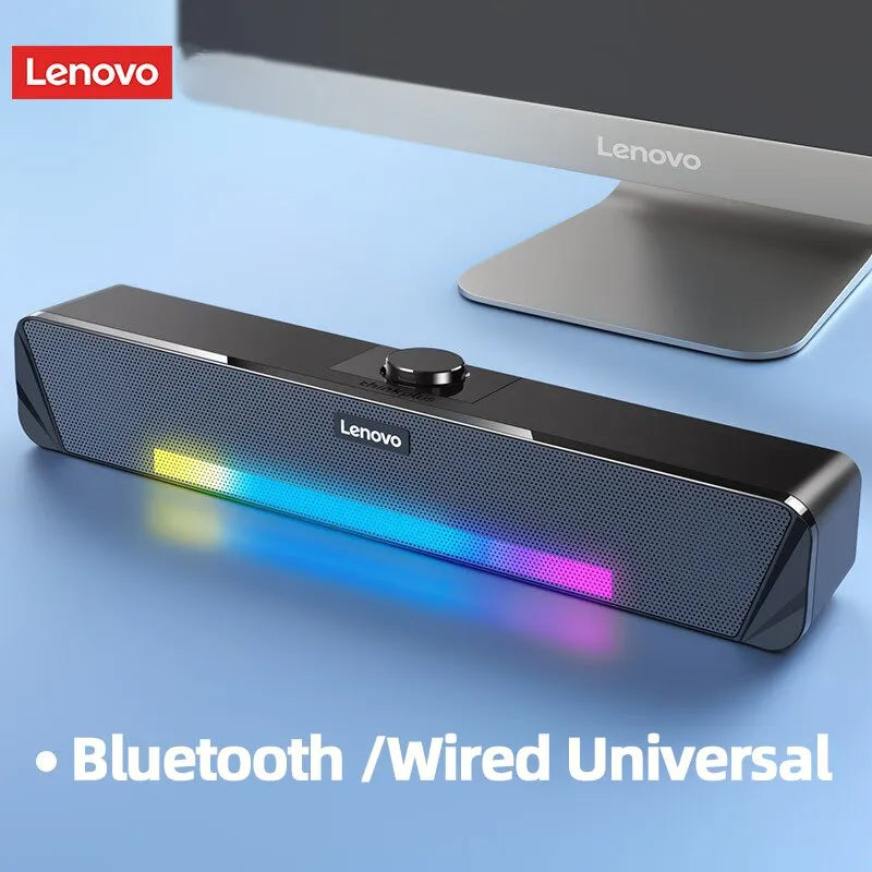 Lenovo TS33 Wired & Bluetooth 5.0 Speaker - 360° Home Movie Surround Sound Bar for Desk Computer - Original Subwoofer Audio