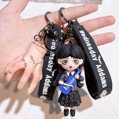 Wednesday Addams Horror Silicone Keychain - Thing Hand Doll, Schoolbag Pendant and Halloween Costume Prop