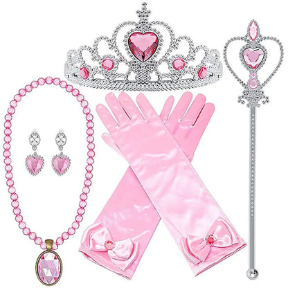 Elsa Princess Accessories Set - Gloves, Wand, Crown, Jewelry, Wig, Necklace Braid for Dress Up, Cosplay, Clothing