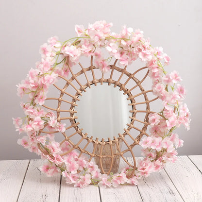 Artificial Sakura Flowers Vine - Hanging Fake Floral Garland for Home, Garden, Wedding Arch, Party, and Cherry Blossom Wall Decor