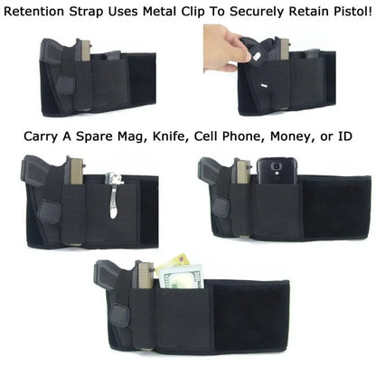 Tactical Belly Gun Holster - Concealed Carry Waist Band Belt - Portable Hidden Holster for Outdoor Hunting & Defense