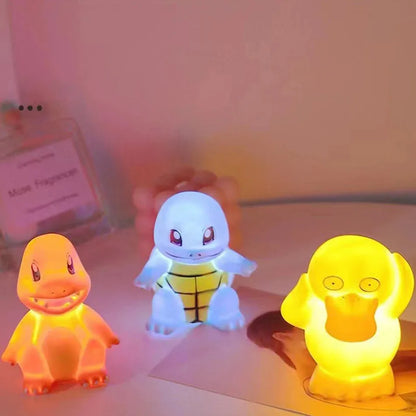 10 Piece Pokemon Night Light Set: Pikachu, Gengar, Charizard, Psyduck, Squirtle - Soft Glowing Bedside Lamps for Kids