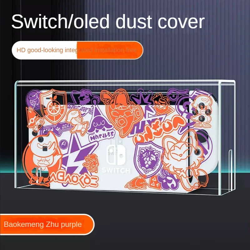 Dust Cover for Nintendo Switch/OLED - Light Emitting Base Box, Acrylic Host Shell, Protective Cover for OLED Console