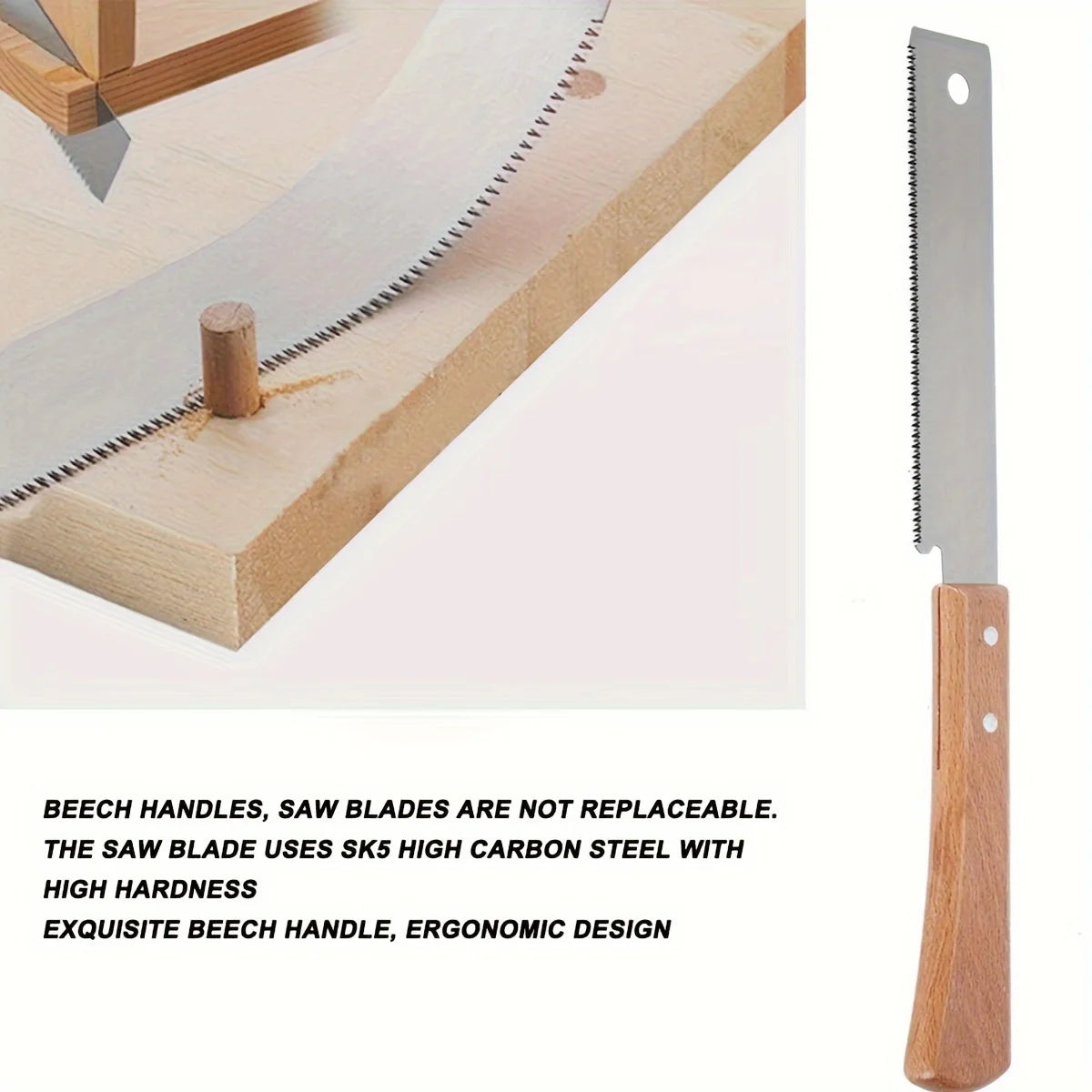 12 Inch Small Hand Saw: Flush Cut Woodworking Hand Saw with Wooden Straight Handle - Single Edge Pull Saw Trim Tool for Household Use