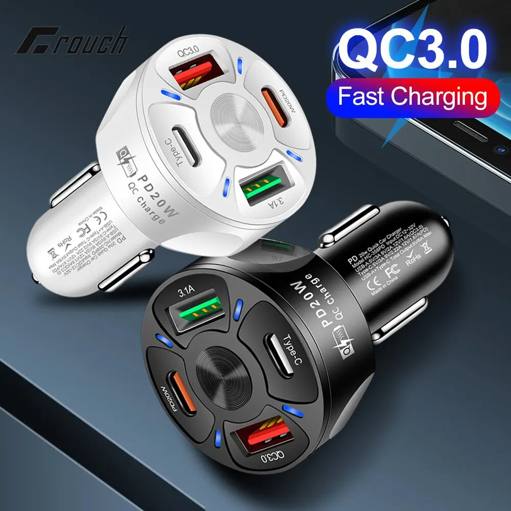 Olaf Dual USB C Car Charger - Fast Charging USB PD QC3.0 Type C Charger for iPhone, Samsung, Xiaomi - Efficient Car Phone Adapter