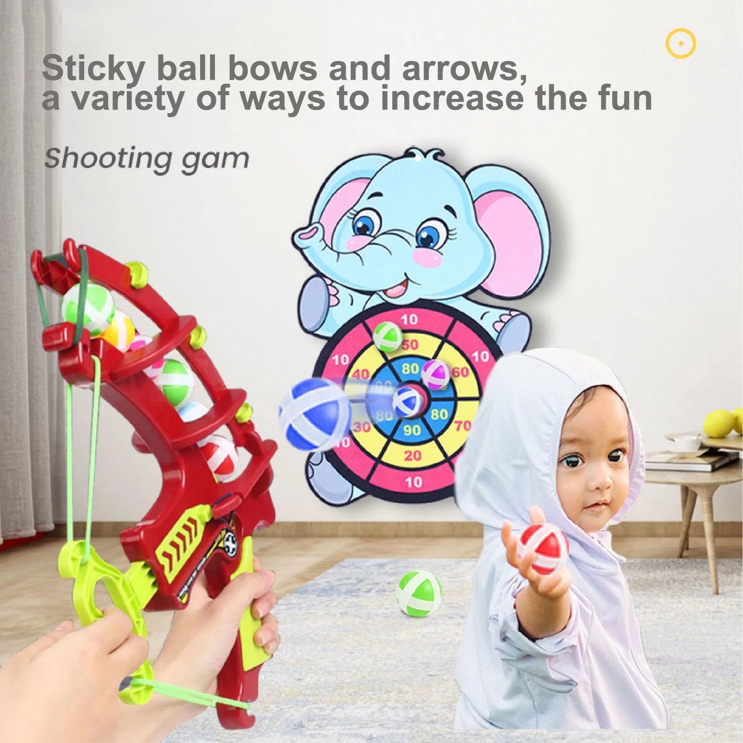 Montessori Throw Sport Slingshot Target Sticky Ball Dartboard Basketball Board Game - Educational Children's Outdoor Toy