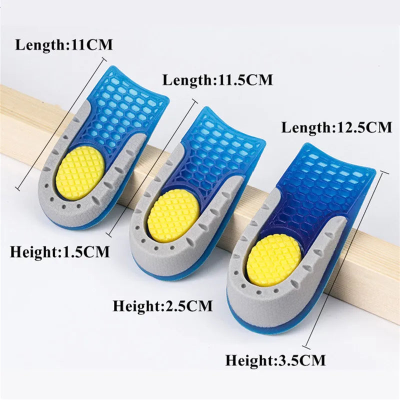 Silicone Height Increase Insoles: Half Cushion Soft Arch Support for Men & Women - Orthopedic Inner Height Templates