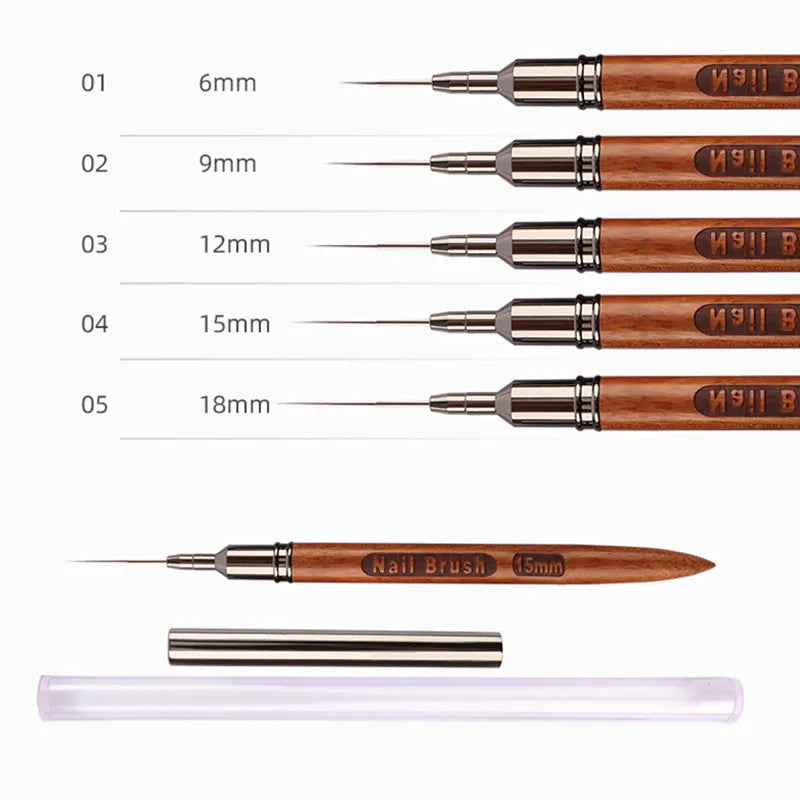 Round Wood Handle Art Liner Brush: DIY Painting Tool for Drawing Lines, Stripes, and Flowers - UV Gel Compatible