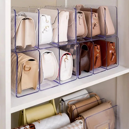 Transparent Handbag Storage Rack: Wardrobe Divider Shelf for Luxury Bags - Elegant Purse Display Racks for Organized Storage