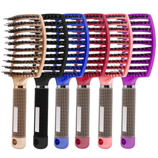 Detangling Hair Brush & Comb Set for Women - Bristle & Nylon Wet Massage Comb - Curly Hair Styling Tools