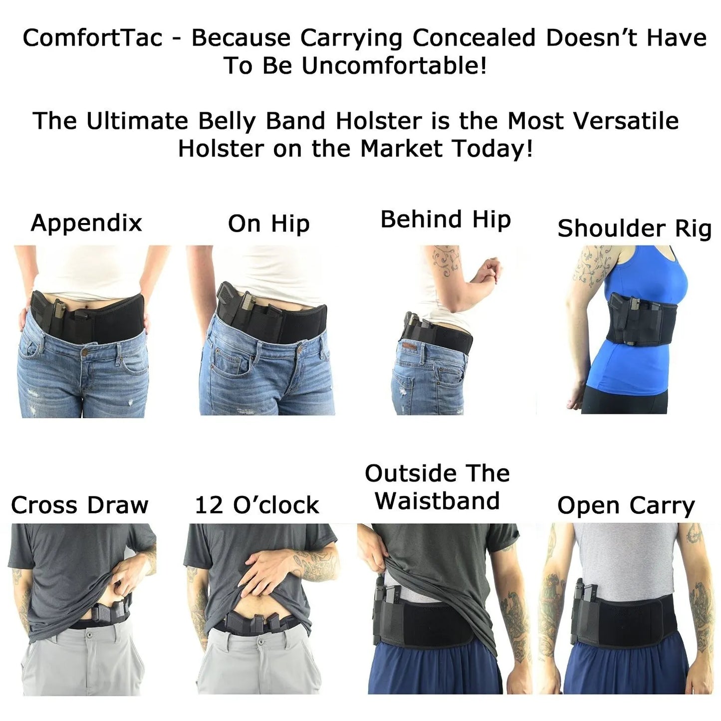 Tactical Belly Gun Holster - Concealed Carry Waist Band Belt - Portable Hidden Holster for Outdoor Hunting & Defense