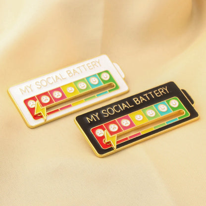 My Social Battery Enamel Pin - Trendy Metal Brooch Badge, Emotional Expression Lapel Jewelry, Mood Tracker Accessory