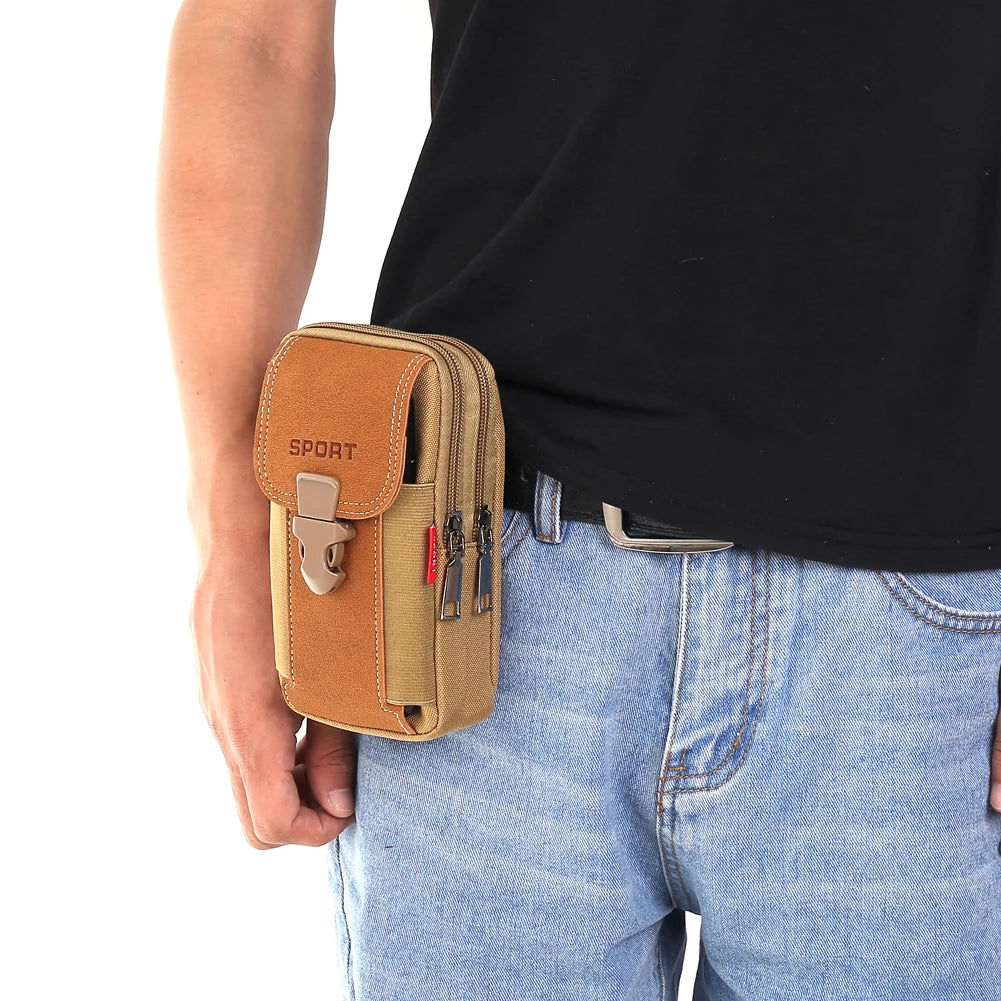 Men's Molle Waist Bag with Phone Holster - Tactical Duty Belt Pouch for Mobile, Cards, Backpacking