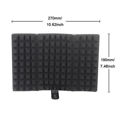 Foldable Microphone Isolation Hood: Triple Sound Isolation Shield for Microphone Recording Equipment